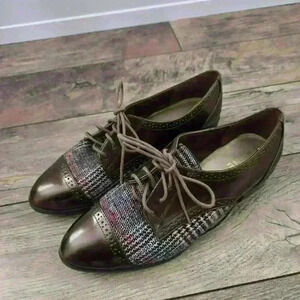 ANNE KLEIN brown plaid shoes  size 9.5